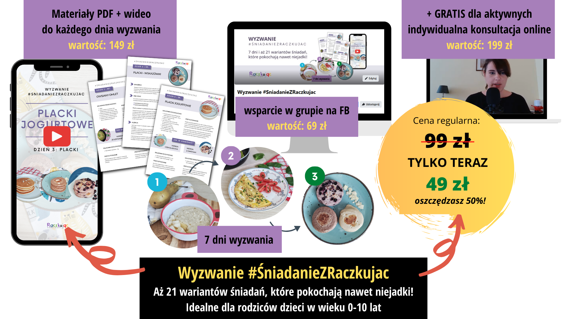 Schemat grafiki promocyjnej wyzwanie śniadaniowe wartości